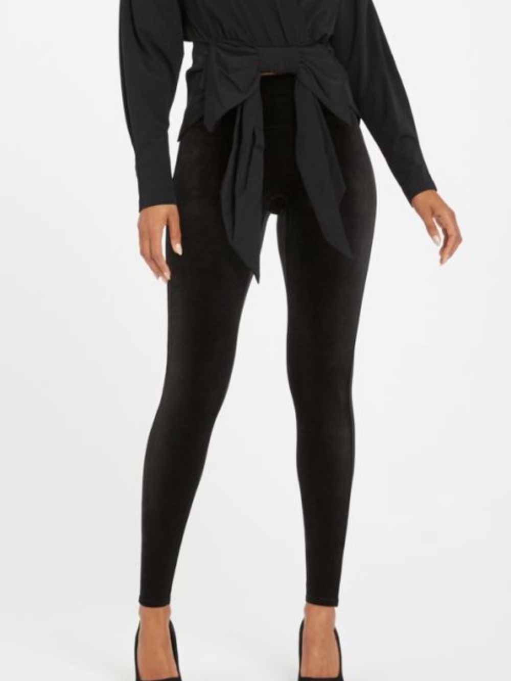 SPANX Black Velvet Leggings Size Medium